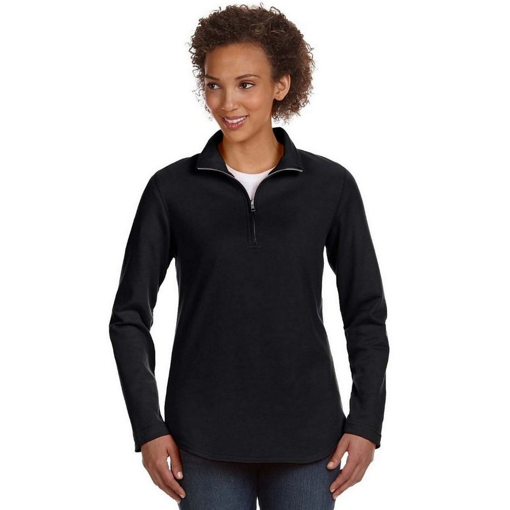 Ladies' Quarter-Zip French Terry Pullover - BLACK - 3764 - BLACK
